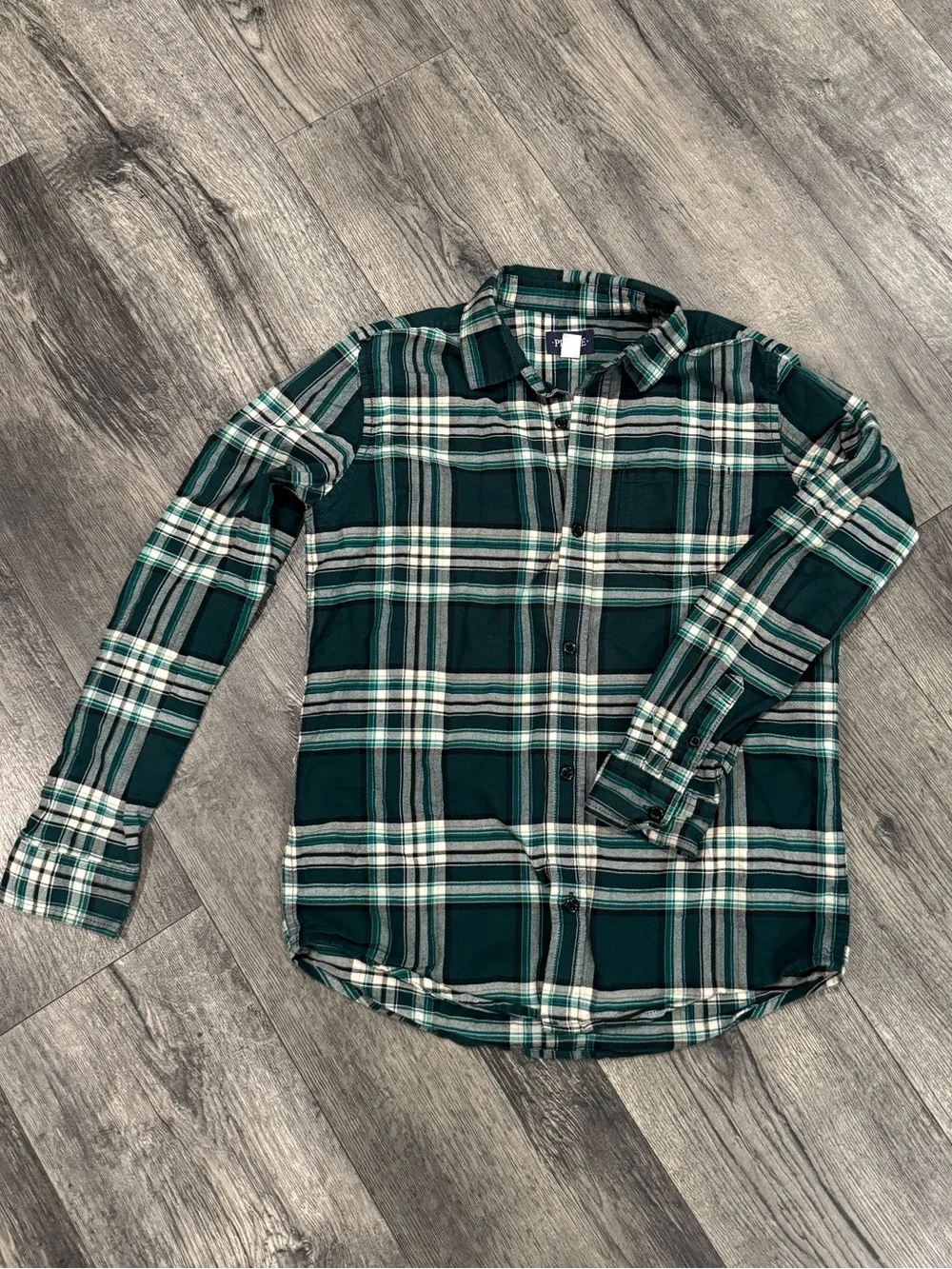 The Children's Place Green & White Plaid Button-Down Shirt